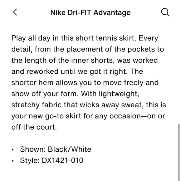 Nike Dri-Fit Advantage Short Tennis Skirt - NWT - Picture 5 of 9